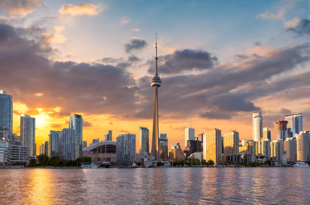 Spectacular sunset at Toronto City, Toronto, Ontario, Canada.