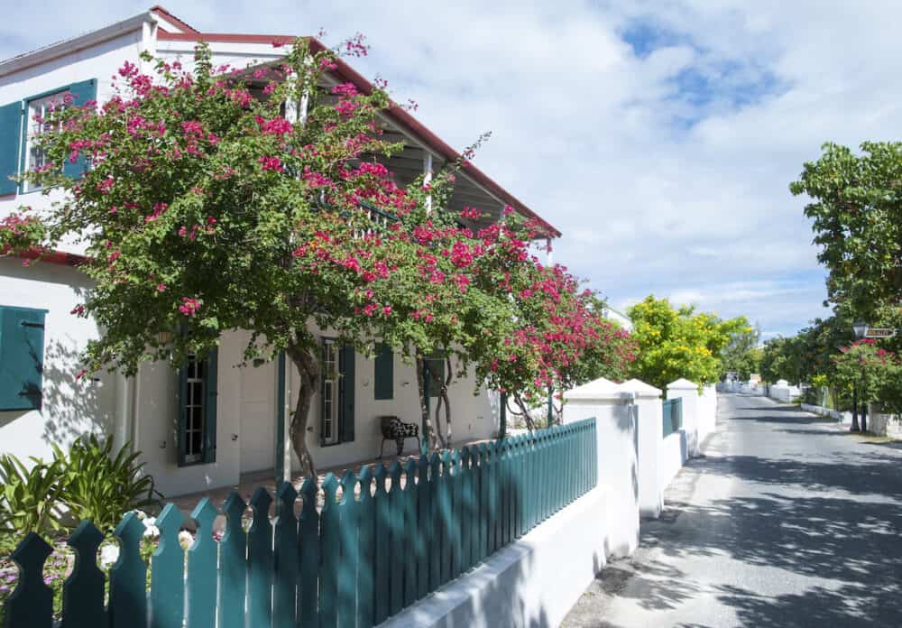 The historic Duke Street in Cockburn Town on Grand Turk island (Turks and Caicos islands).