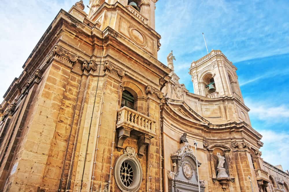 Facade of Basilica of St Dominic Valletta Malta