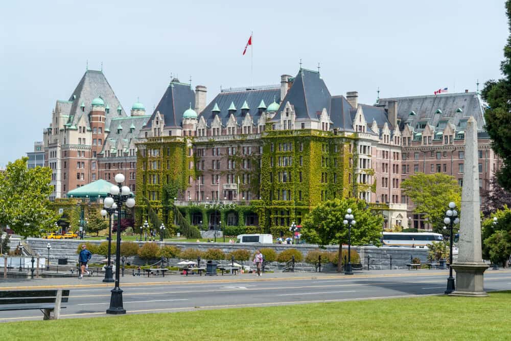 Victoria, Canada - The Fairmont Empress hotel in Victoria - BC, Canada. Opened in 1908, the Chateauesque-styled building is considered one of Canadas grand railway hotels.