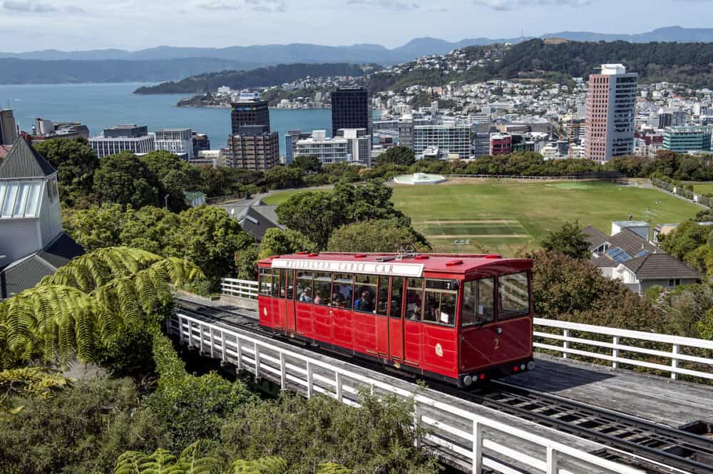 The Wellington Cable Car is a funicular railway in Wellington New Zealand between Lambton Quay the main shopping street and Kelburn a suburb in the hills overlooking the central city rising 120 m (394 ft) over a length of 612 m (2008 ft). It is widely rec