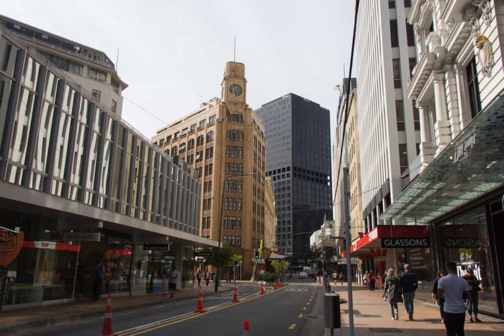 New Zealand, Wellington -  the view of a street of the City Center 