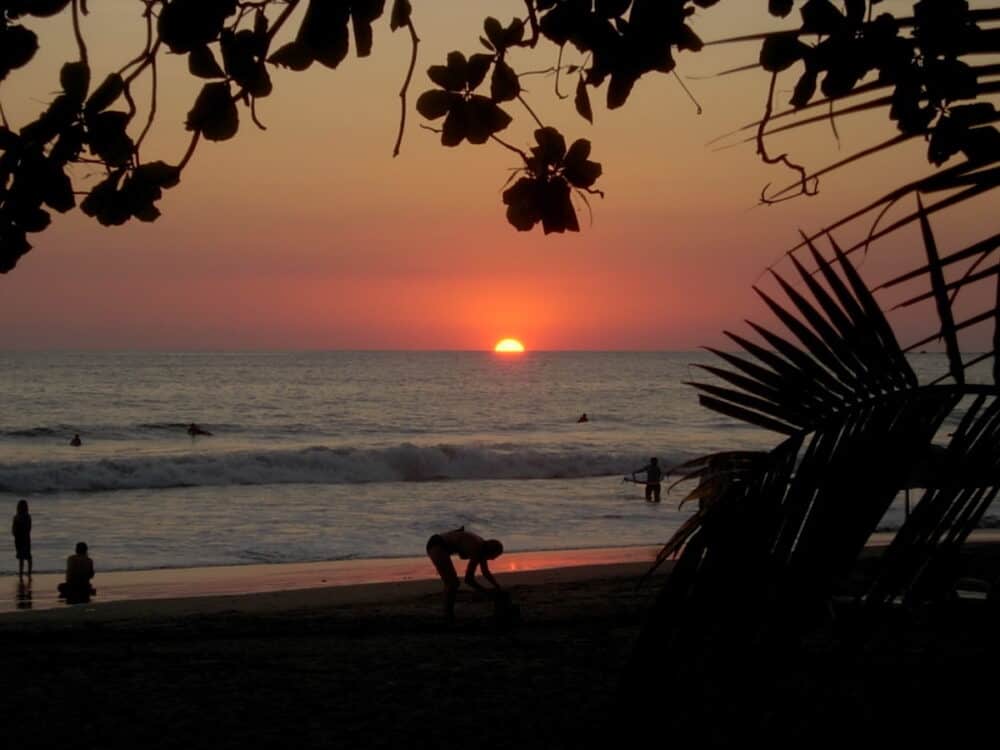 Costa Rican sunset pacific coast at Manuel Antonio National park