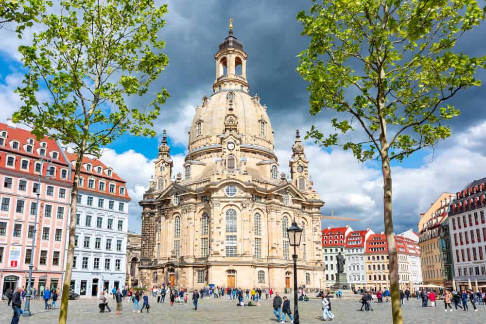Frauenkirche (Church of Our Lady) on New Market square (Neumarkt), Dresden, Germany 