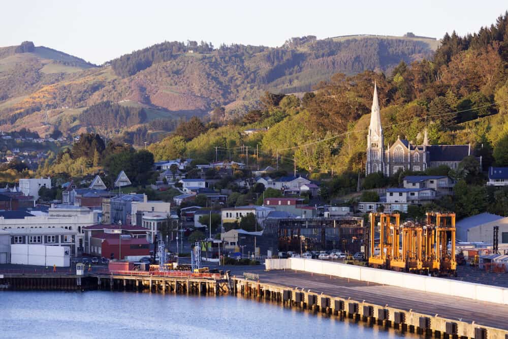 The early morning view of Port Chalmers little town the suburb of Dunedin city (New Zealand).