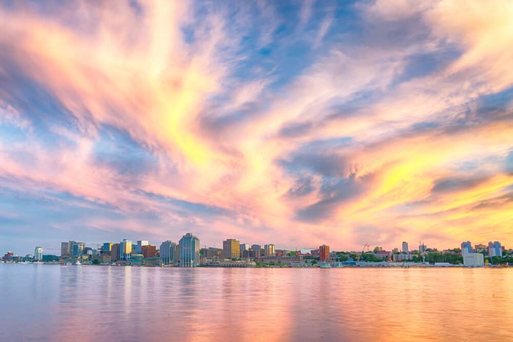 Amazing cloudscape over the Halifax, Nova Scotia city skyline at sunset