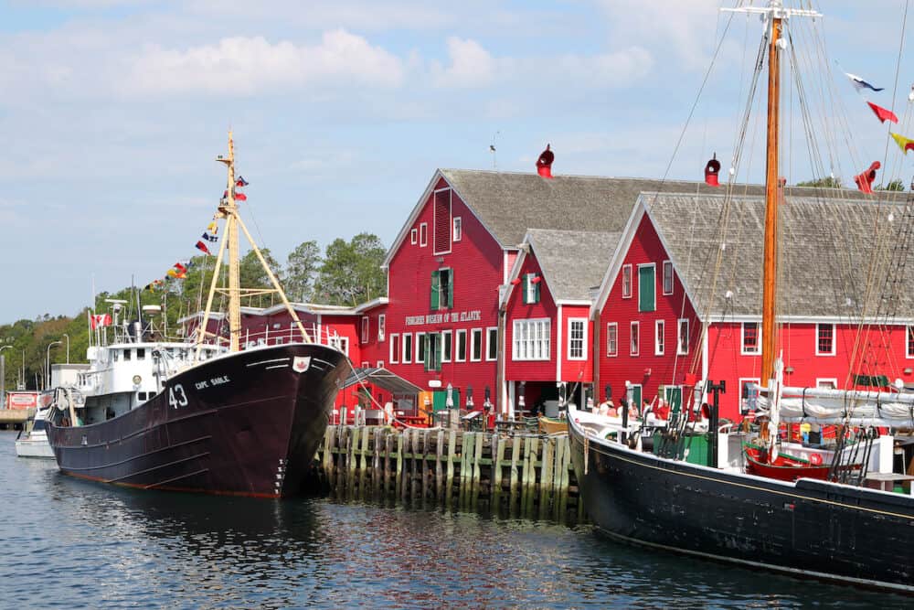 View of the famous harbourfront of Lunenburg Nova Scotia a UNESCO world heritage site.