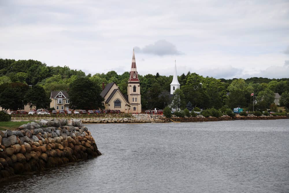 One of the famous churches in Mahone Bay, Canada . 