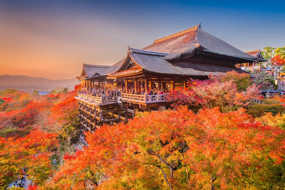 Kyoto, Japan at Kiyomizu-dera Temple during autumn season.