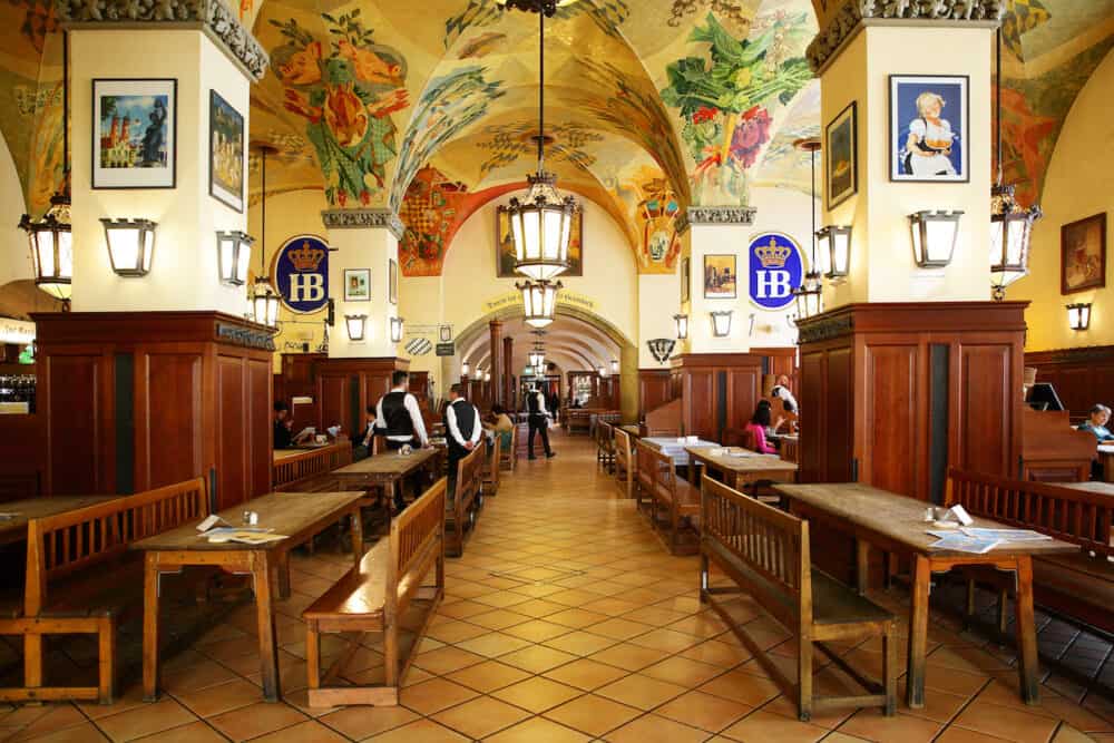 MUNICH, GERMANY - : Interior of Hofbraeuhaus beer house in Munich
