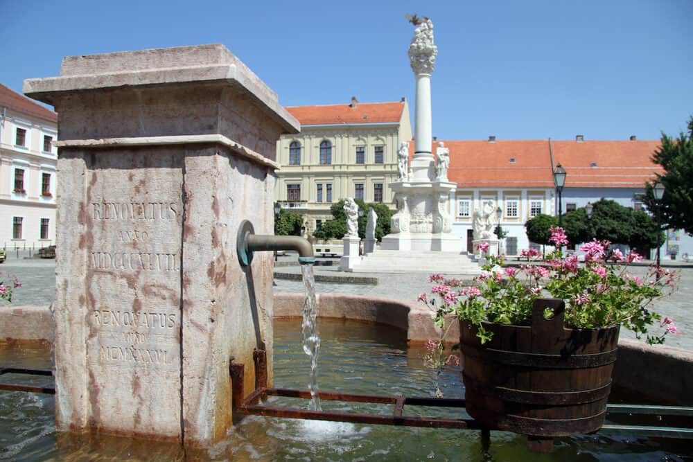 Fountain on the square in old fortress in Osijek Croatia
