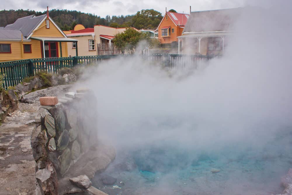 Hot Springs in the centre of Maori village in Rotorua in New Zealand