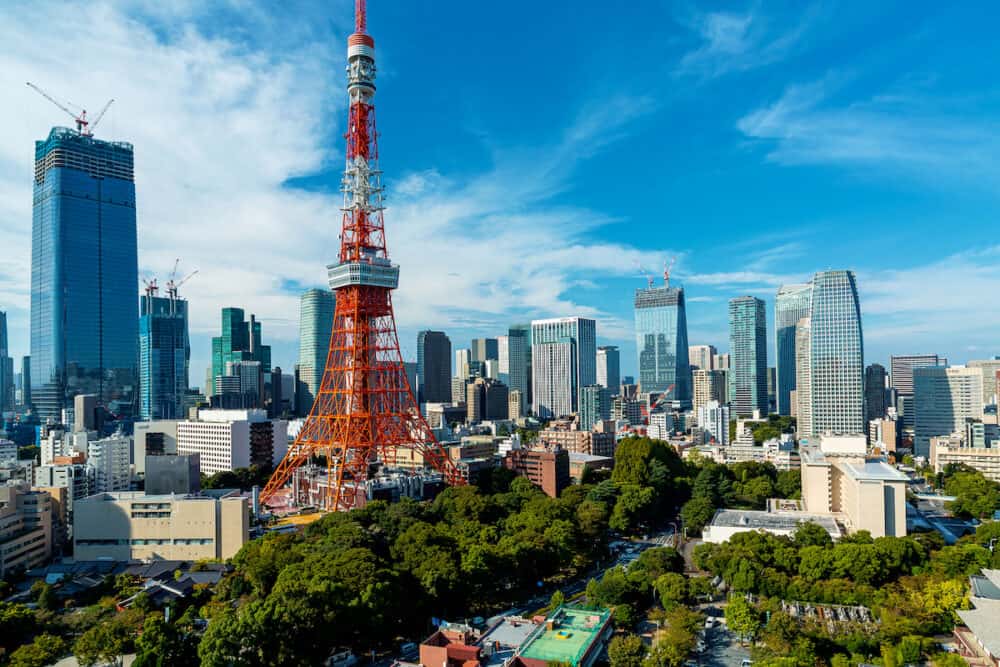Tokyo Tower against the background of Minato Tokyo Japan