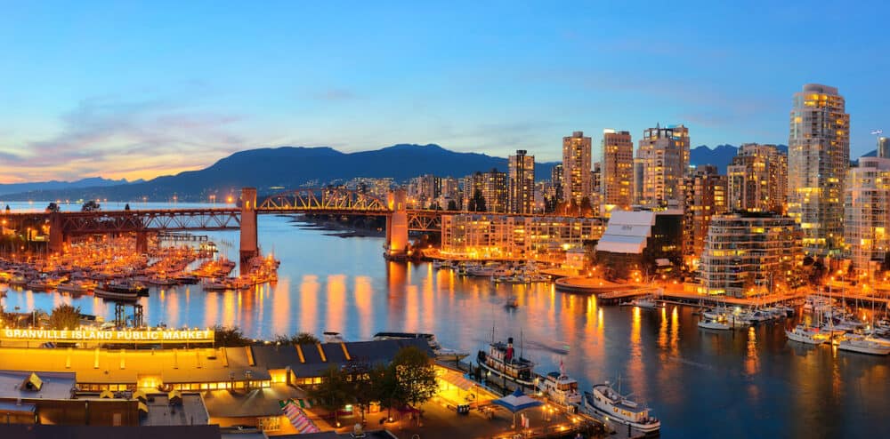 VANCOUVER, BC -  Vancouver bay aerial view. With 603k population, it is one of the most ethnically diverse cities in Canada.