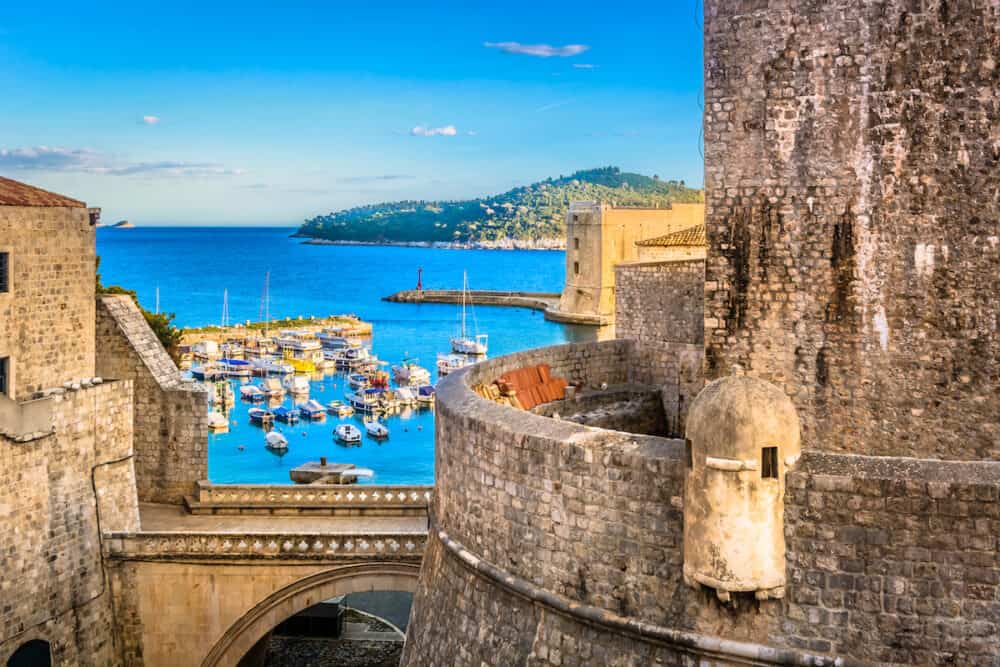 Beautiful mediterranean scenery in town Dubrovnik, famous european travel and historic destination in Croatia.