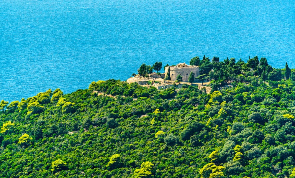 View of Fort Royal Castle on Lokrum Island near Dubrovnik in Croatia