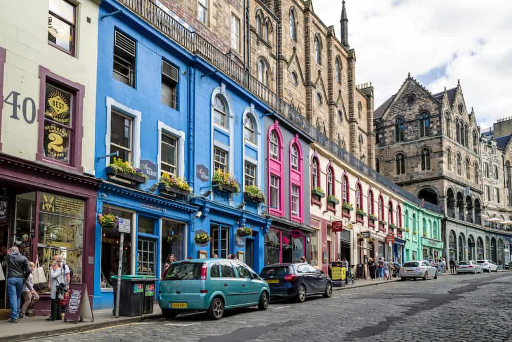 EDINBURGH, SCOTLAND - Victoria street in centre of city in Edinburgh