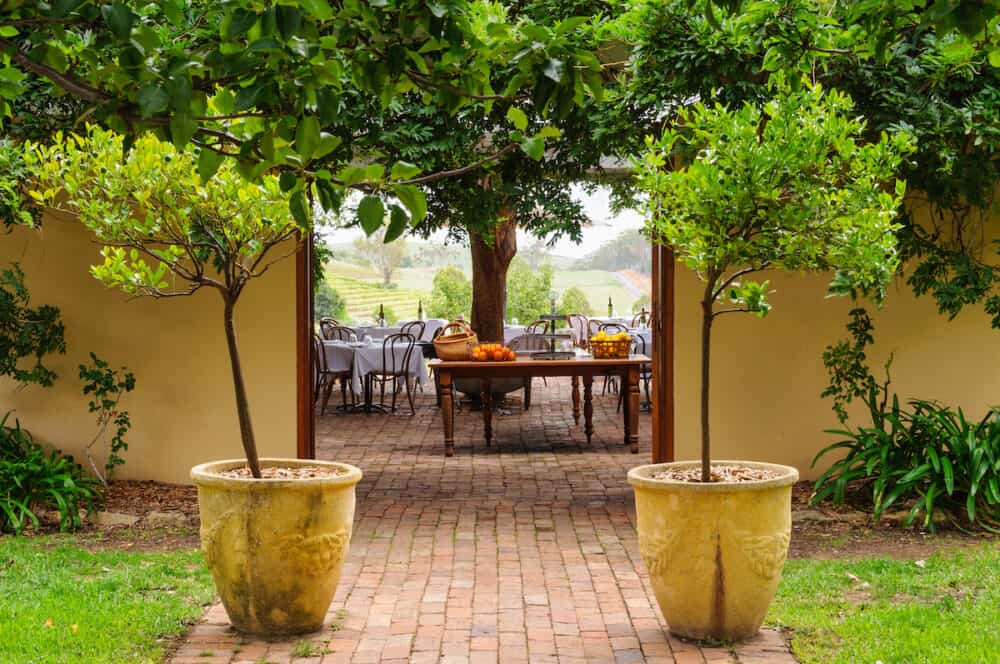 Mount View, NSW, Australia - Entrance to the courtyard of the award winning restaurant Bistro Molines