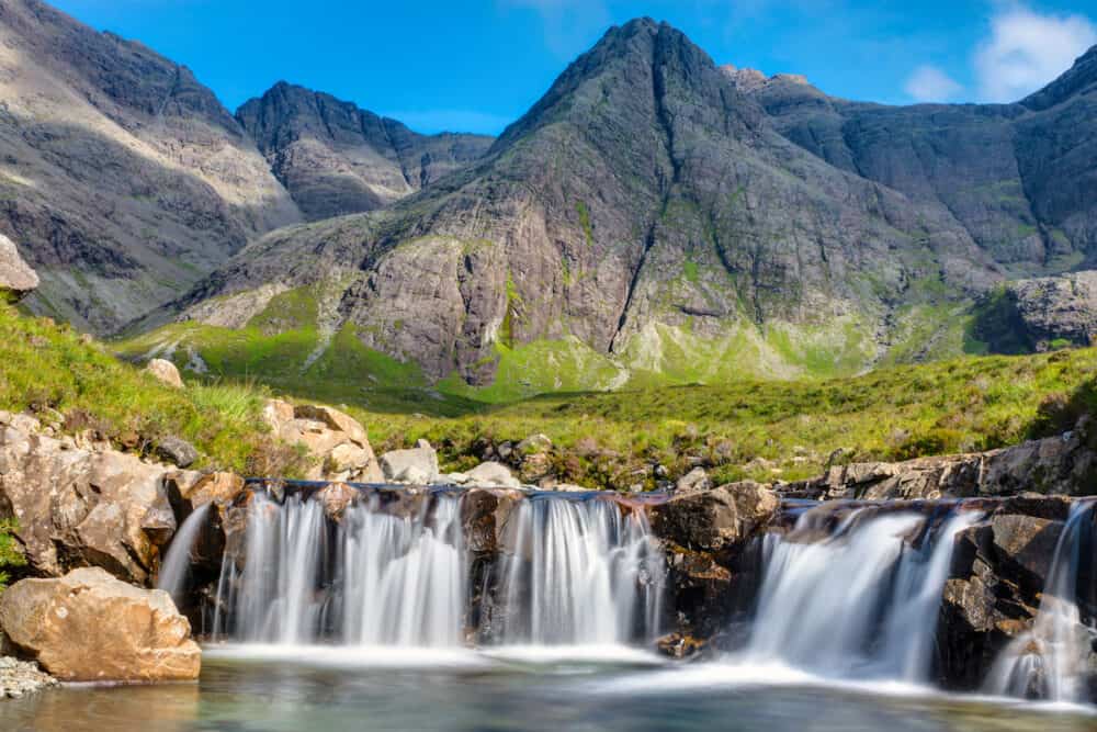 Small waterfall on the Isle of Skye in Scotland