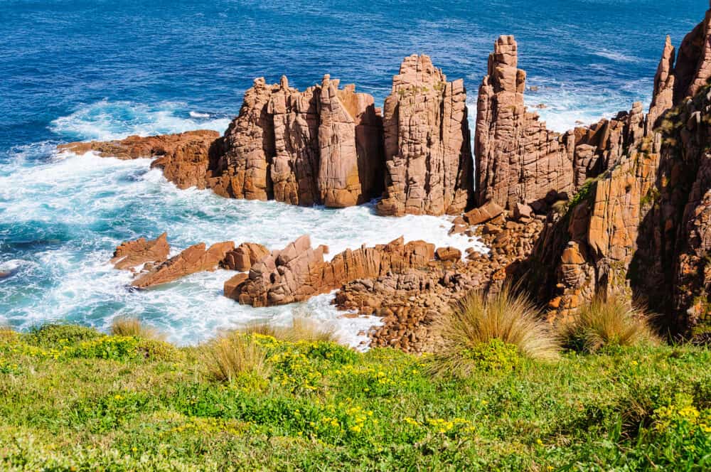 Dramatic granite rock structures photographed from the Pinnacles Lookout at Cape Woolamai - Phillip Island, Victoria, Australia