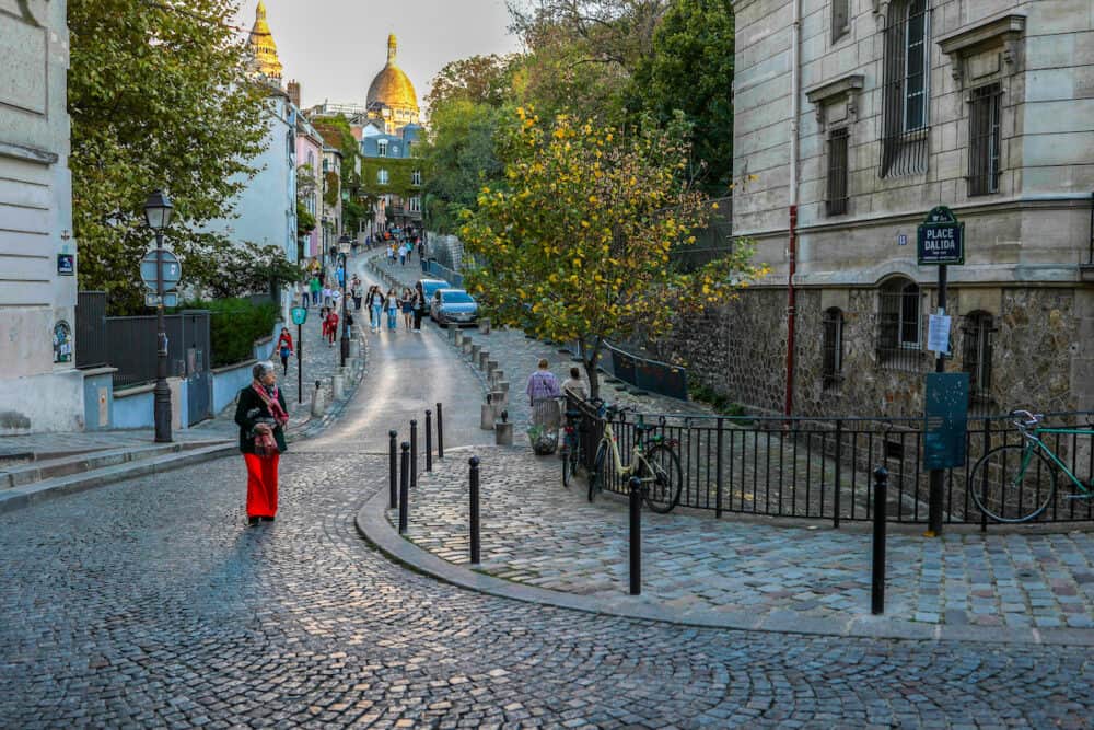 Typical French street in the Montmartre district.