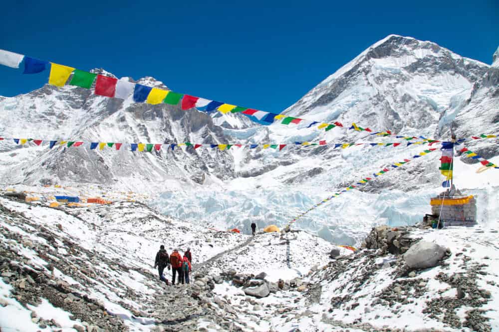 Mount Everest base camp, Khumbu glacier and mountains, sagarmatha national park, trek to Everest base camp - Nepal Himalayas