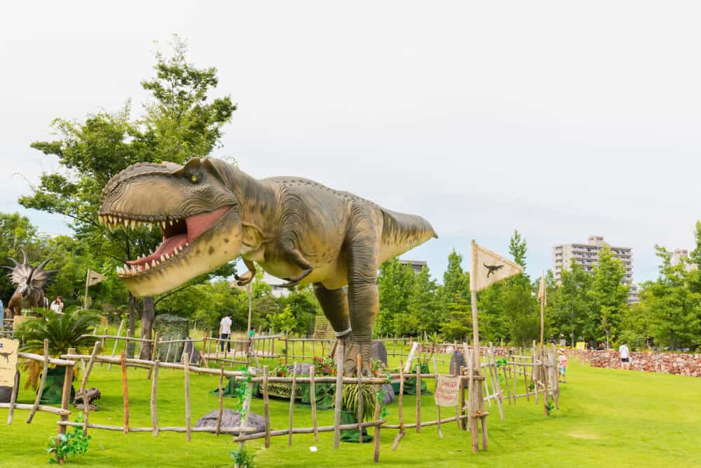 Park located at Noritake Garden Nagoya Japan. Dinosaur in the park.