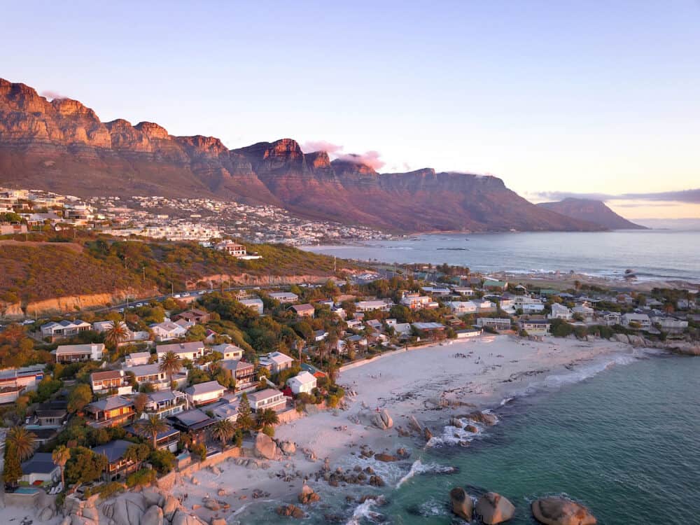 Aerial view over Clifton beach, Cape Town, South Africa