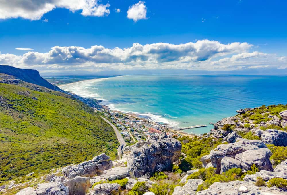Coastal mountain landscape with fynbos flora in Cape Town, South Africa