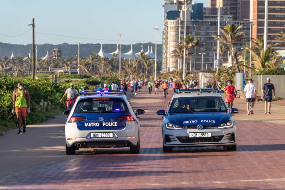 DURBAN, SOUTH AFRICA - General beachfront views of Durban promenade in the morning during the daily exercise hours of 6-9am whilst the country is on national lockdown level 4