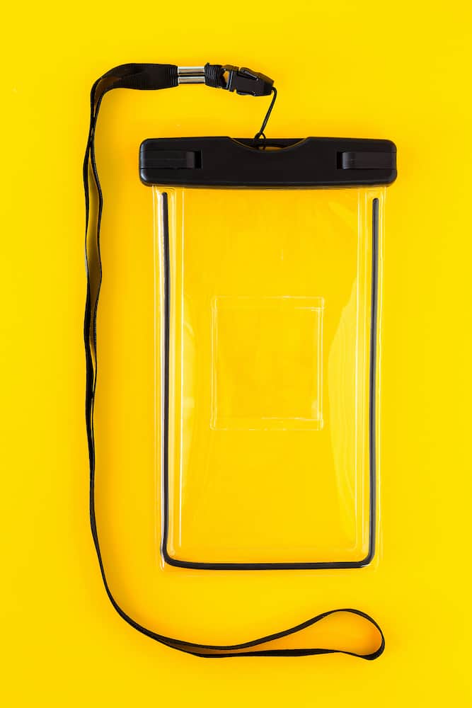 Waterproof Case for Smartphone on Yellow Background
