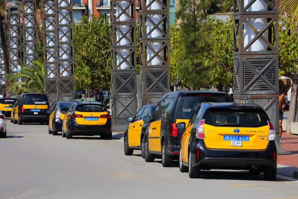 BARCELONA, SPAIN - Official licensed taxi cabs in Barcelona, Spain. Barcelona is the 2nd largest city of Spain.