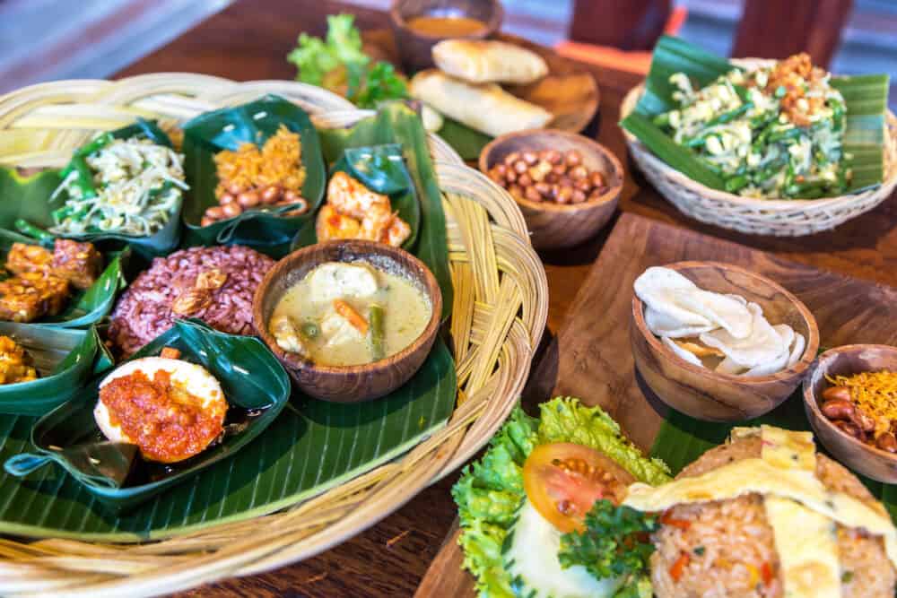 Indonesian traditional local food meal in Bali, Indonesia