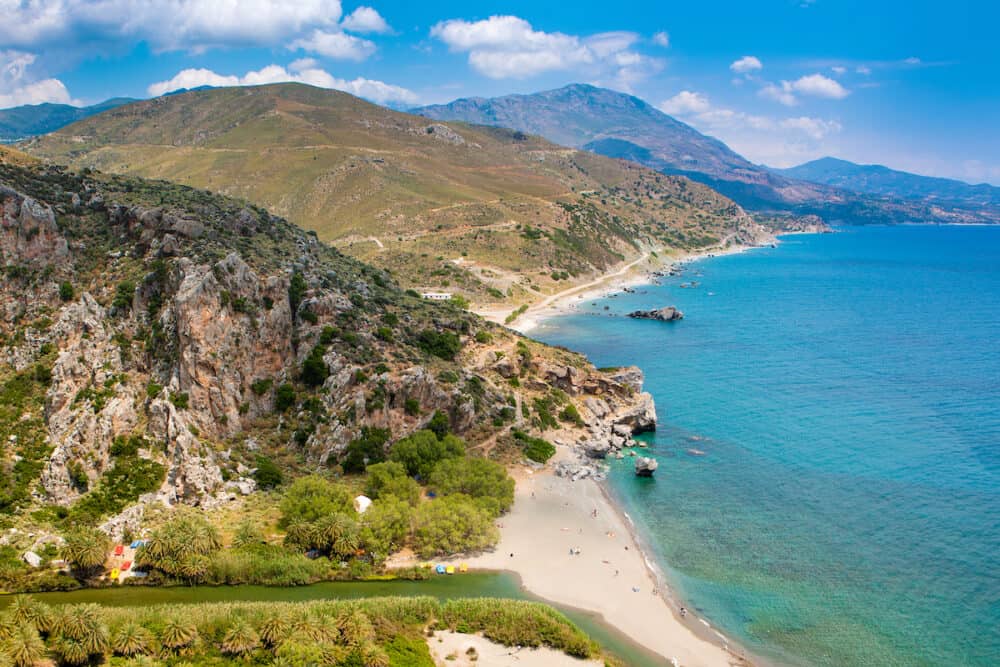 Beautiful summer landscape of the southern coast of the island of Crete, Kourtaliotiko Gorge, Greece