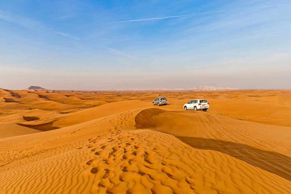 The Empty Quarter, or Rub al Khali - The world's largest sand desert in Dubai. Desert car safari.