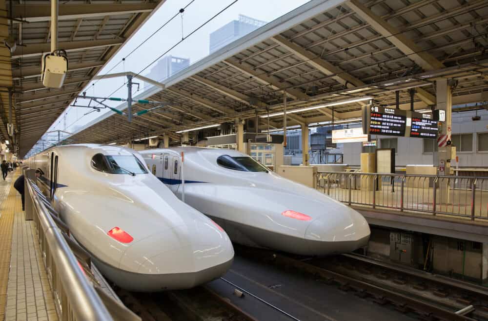 The 700 Series bullet train at Tokyo station in Tokyo. 700 Series service as "Hikari (Light)" for Tokaido Shinkansen line (Tokyo - Shin Osaka route).