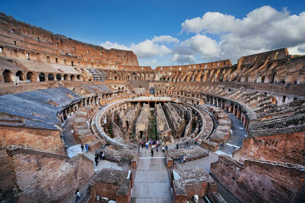 Inside Colosseum view, the world known landmark and the symbol of Rome, Italy.