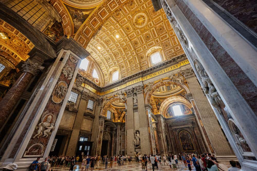 Interior of the St. Peter Basilica, Vatican, Italy.