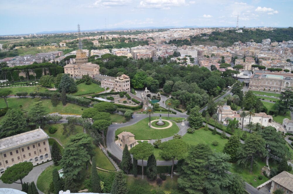 The gardens of St. Peter's Basilica in Vatican City, Italy.