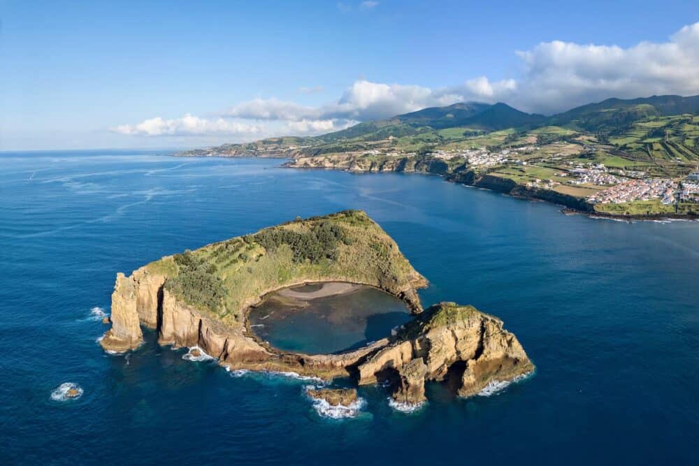 Islet of Vila Franca do Campo, Sao Miguel island, Azores, Portugal (aerial view)