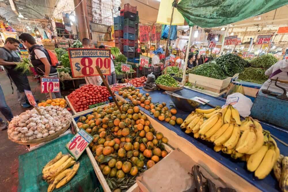Mexico Market With Fruits and Vegetables.