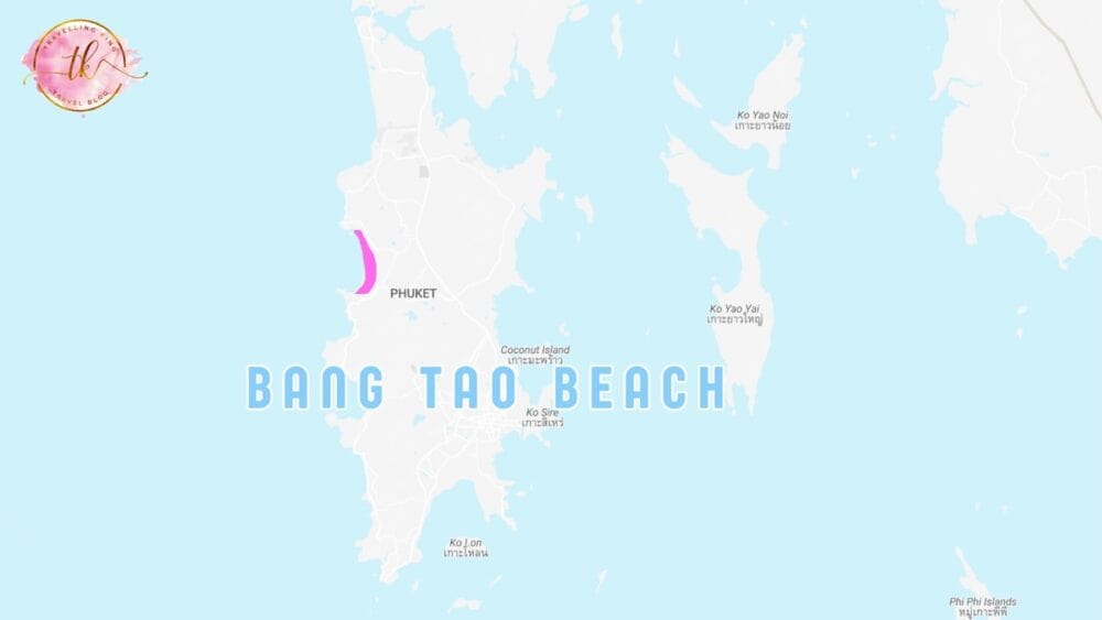 Map of Phuket with Bang Tao Beach highlighted