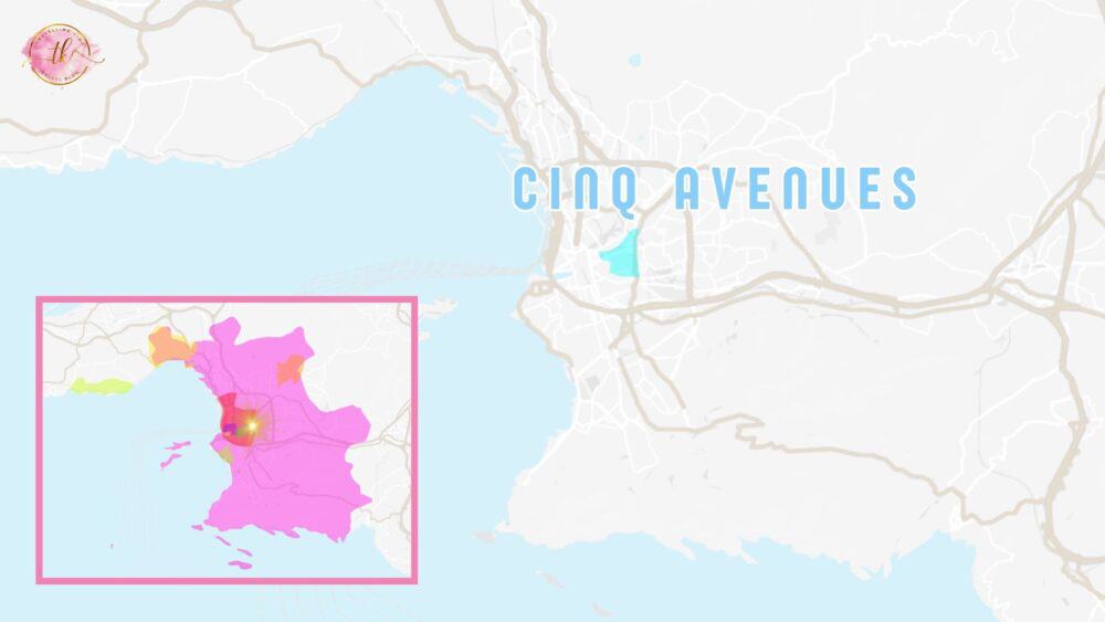 Map of Cinq Avenues