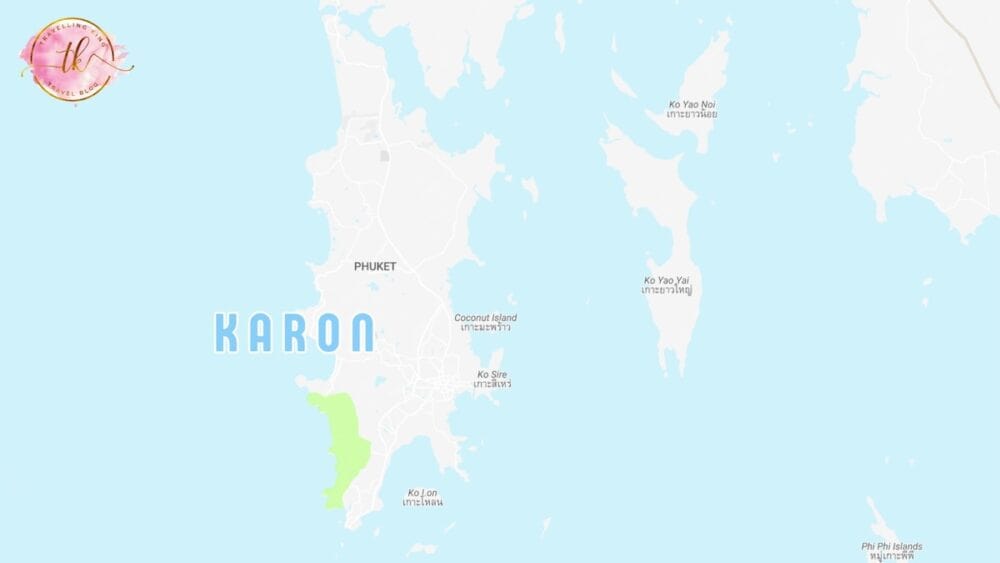Map of Phuket highlighting Karon