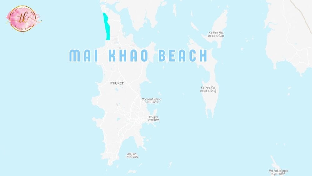 Map of Phuket with Mai Khao Beach highlighted