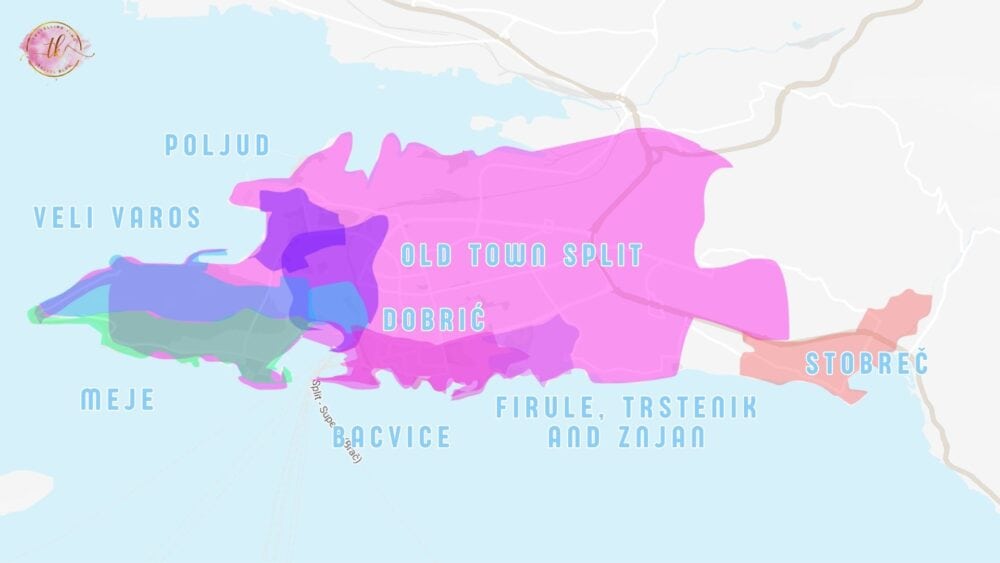 Map of Split & Locations to stay in 
