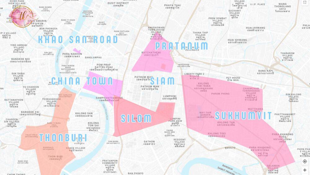 Where to stay in Bangkok main map