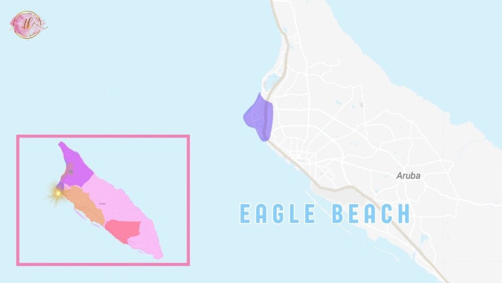 Map of Eagle Beach in Aruba