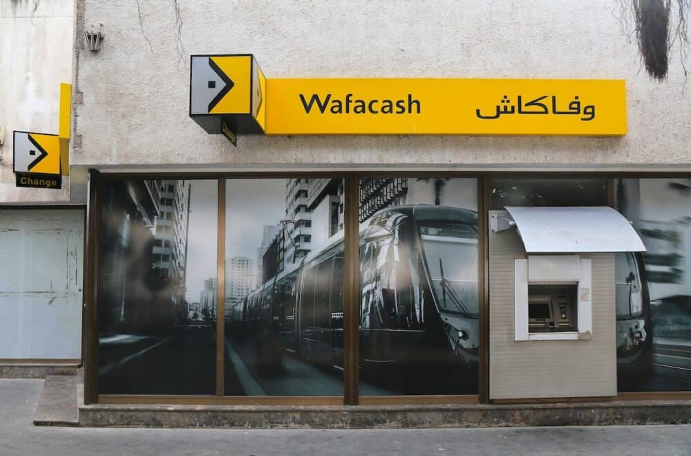 CASABLANCA, MOROCCO - Wafacash financial services agency in Casablanca, Morocco. Wafacash financial services company specializes in fast international money transfers.
