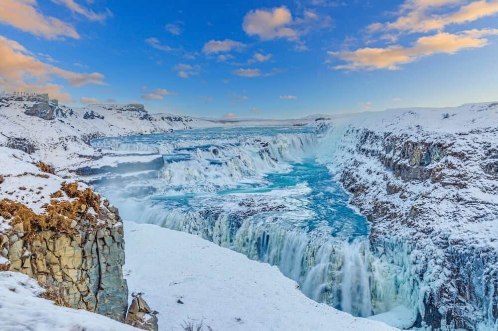 Picture of Gullfoss waterfall in Iceland in winter daytime